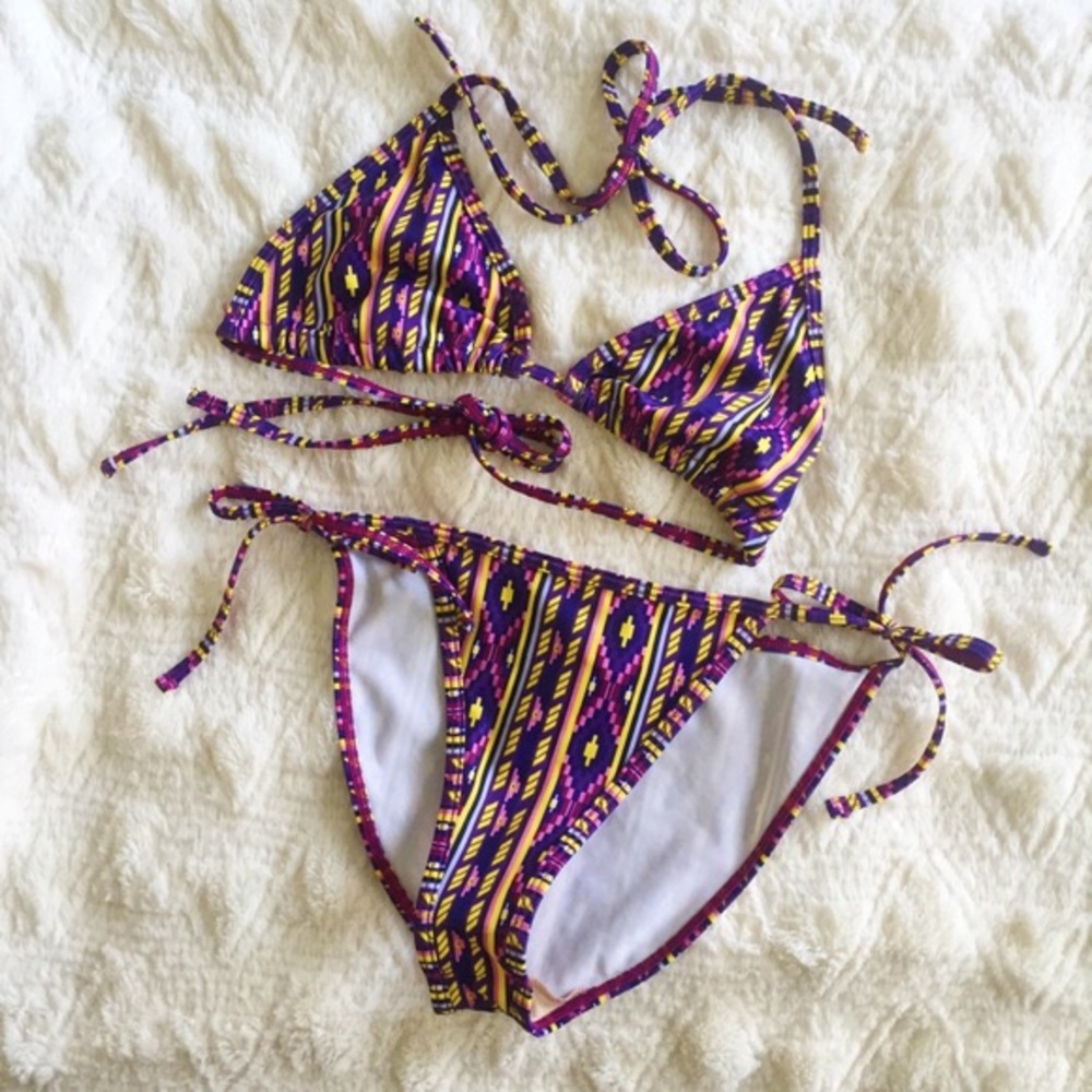 American Apparel Aztec Purple Yellow Snake Bikini